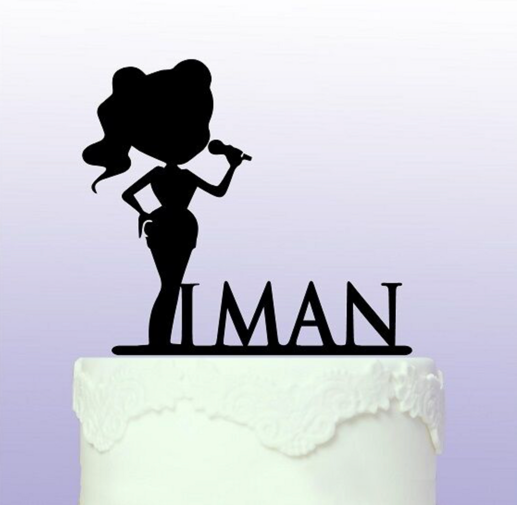 Personalised Female Singer Cake Topper - Singing