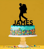 Personalised Backpacking Boy Acrylic Cake Topper - Backpacker Travel